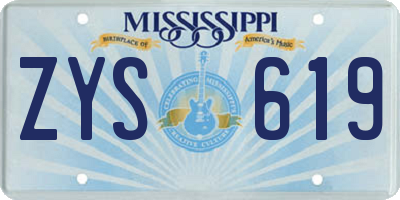 MS license plate ZYS619