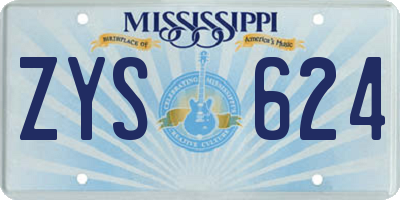 MS license plate ZYS624