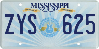 MS license plate ZYS625