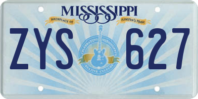 MS license plate ZYS627