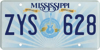 MS license plate ZYS628