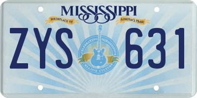 MS license plate ZYS631