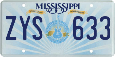 MS license plate ZYS633