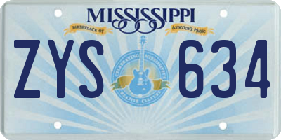MS license plate ZYS634