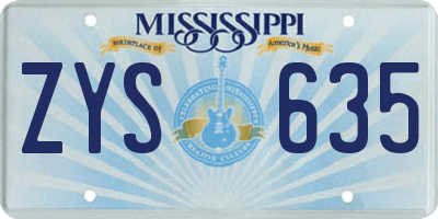 MS license plate ZYS635