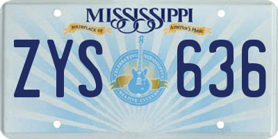 MS license plate ZYS636