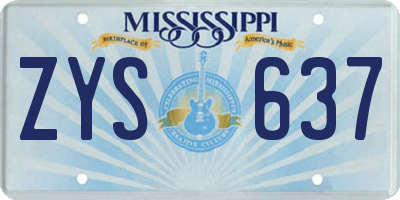 MS license plate ZYS637