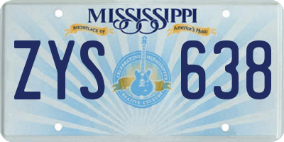 MS license plate ZYS638