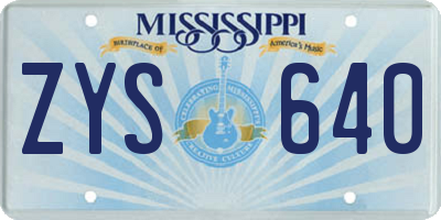 MS license plate ZYS640