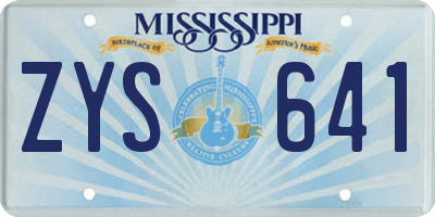 MS license plate ZYS641