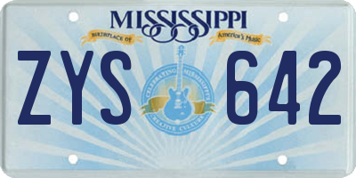 MS license plate ZYS642