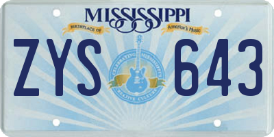 MS license plate ZYS643