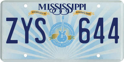 MS license plate ZYS644