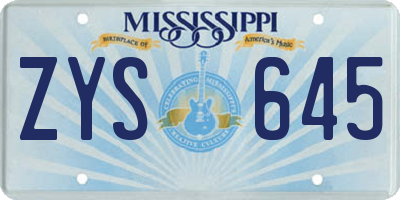 MS license plate ZYS645