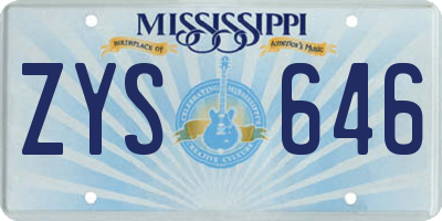 MS license plate ZYS646
