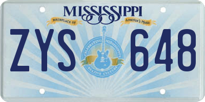 MS license plate ZYS648