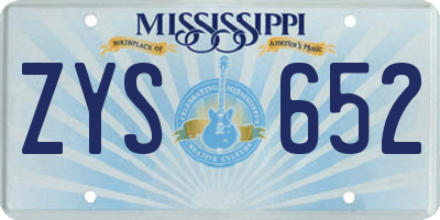 MS license plate ZYS652