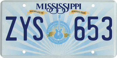 MS license plate ZYS653