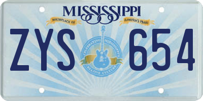 MS license plate ZYS654