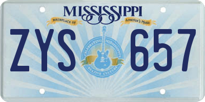 MS license plate ZYS657