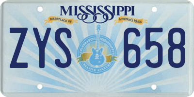 MS license plate ZYS658