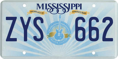 MS license plate ZYS662