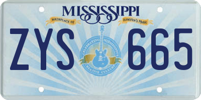 MS license plate ZYS665