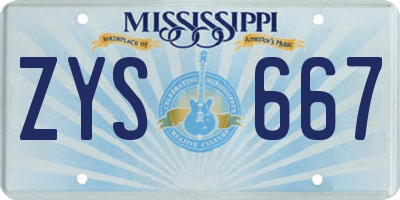 MS license plate ZYS667