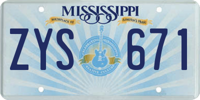 MS license plate ZYS671