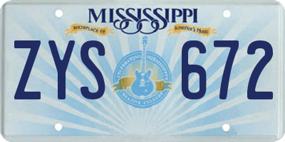 MS license plate ZYS672