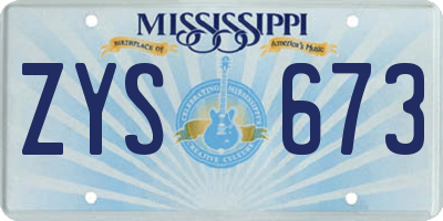MS license plate ZYS673