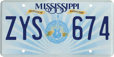 MS license plate ZYS674