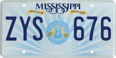 MS license plate ZYS676