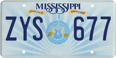 MS license plate ZYS677