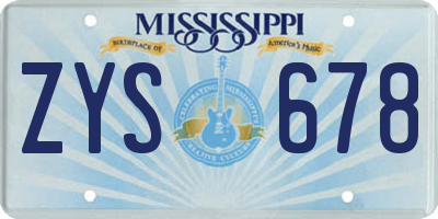 MS license plate ZYS678