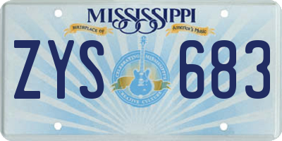 MS license plate ZYS683