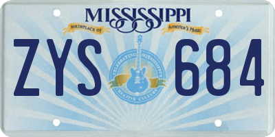 MS license plate ZYS684