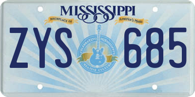 MS license plate ZYS685