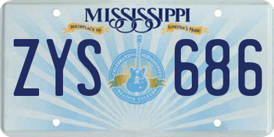 MS license plate ZYS686