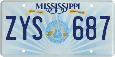 MS license plate ZYS687