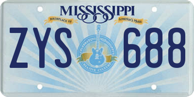 MS license plate ZYS688