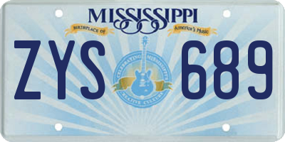 MS license plate ZYS689