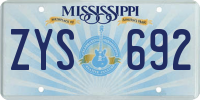 MS license plate ZYS692