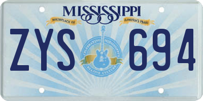 MS license plate ZYS694