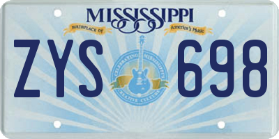 MS license plate ZYS698