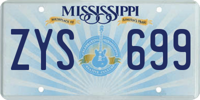 MS license plate ZYS699