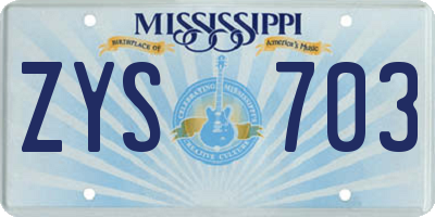 MS license plate ZYS703