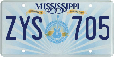MS license plate ZYS705