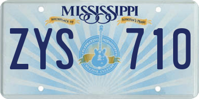 MS license plate ZYS710