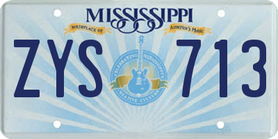 MS license plate ZYS713